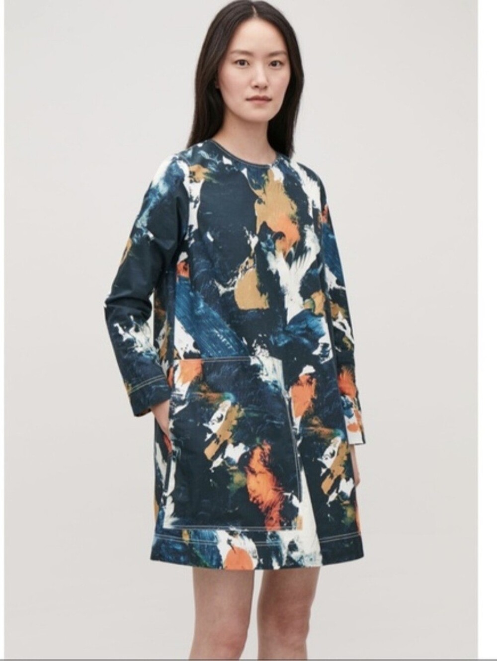 COS Abstract Paint Splatter Long Sleeve Dress